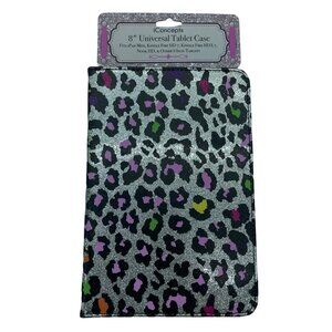 iConcepts Universal Tablet Case Leopard Silver Glitter 8 Inches